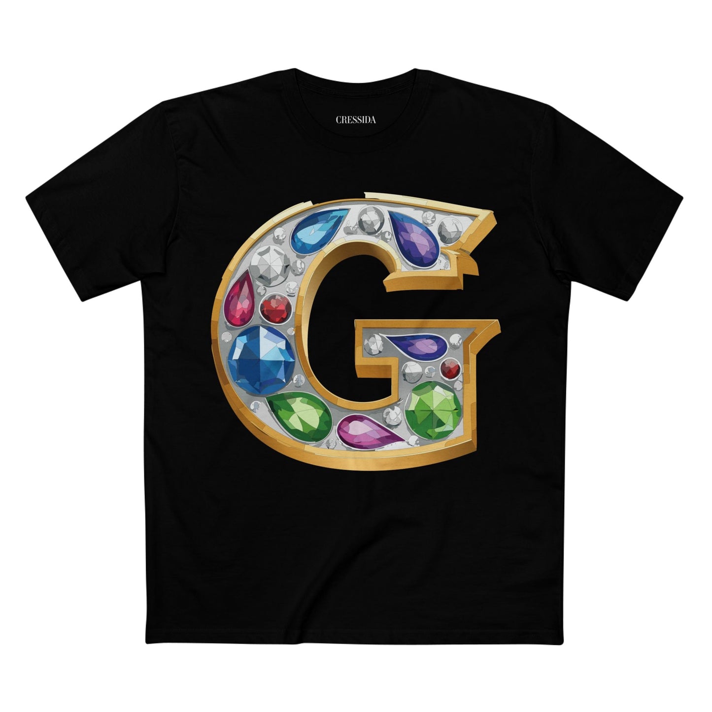 Letter G Graphic Design Tee Unisex 100 Cotton With Antique Gold Letters Artwork T-Shirt