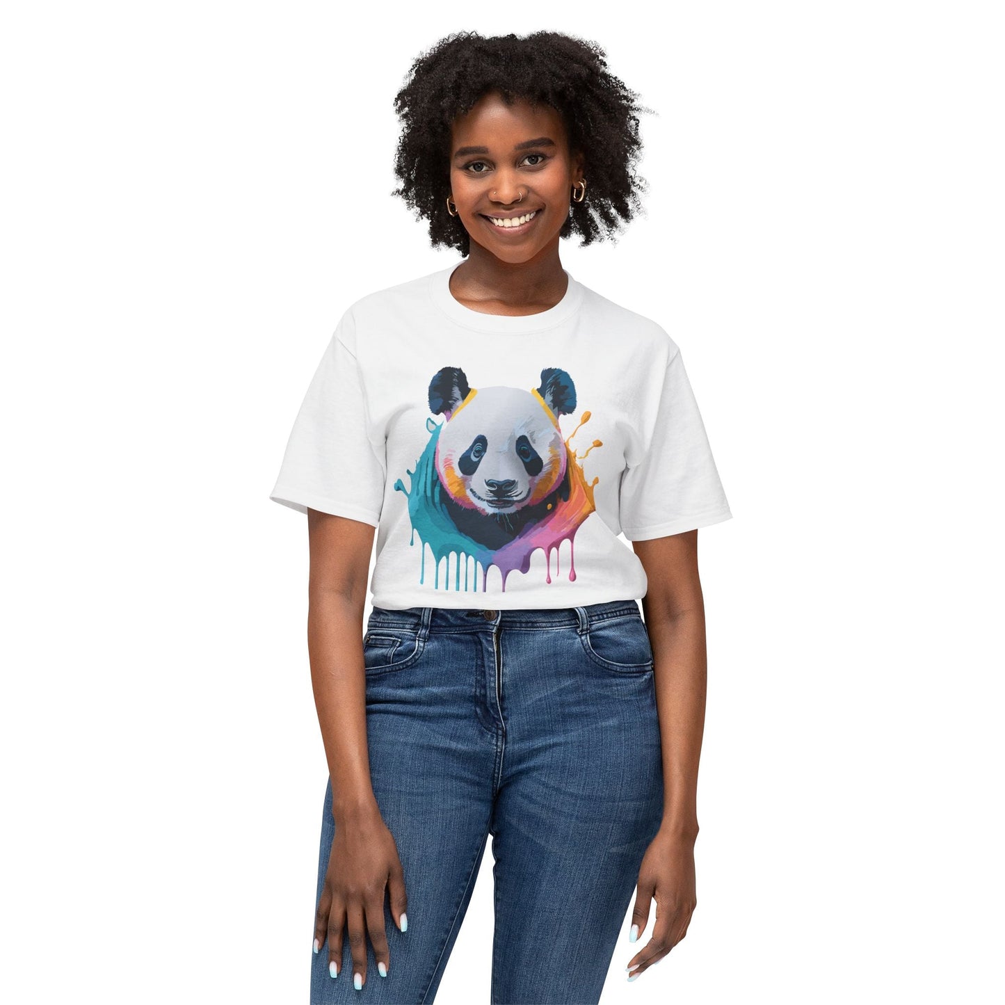 Unisex HD Cotton Panda T Shirt With Full Color Panda Art Print Made In USA Premium Fit For All Sizes