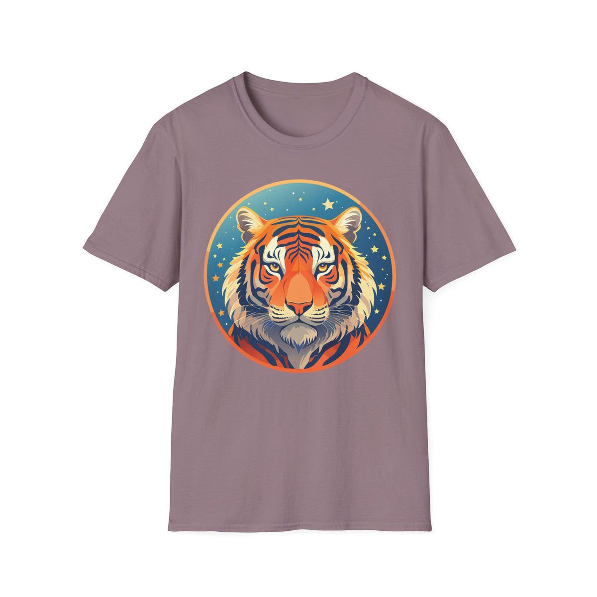 Tiger Head Illustration T-Shirt | Retro Celestial Stars