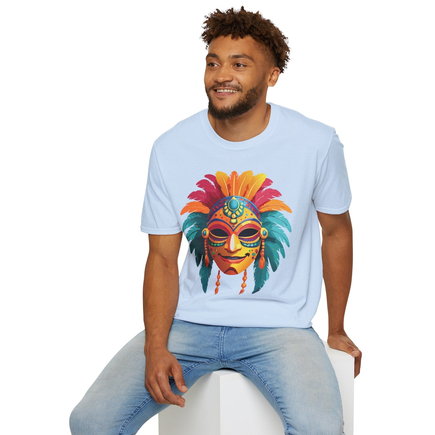 Mask Tee Shirt Unisex Softstyle Gildan 64000 100 Percent Ring Spun Cotton Masquerade Tee