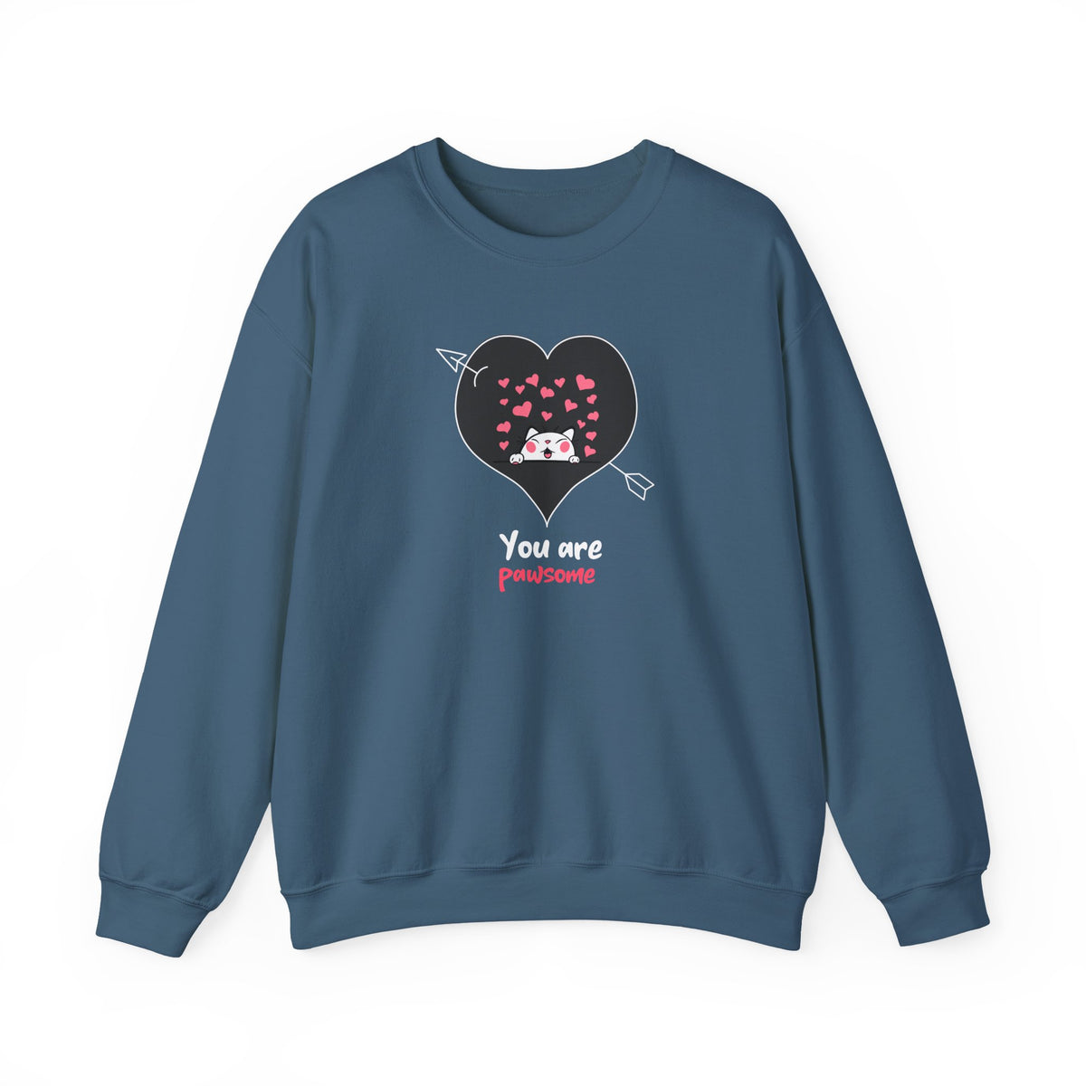 Cat Graphic Valentine's Day Sweatshirt Unisex 50/50 Cotton-Poly Animal Sweatshirt w11