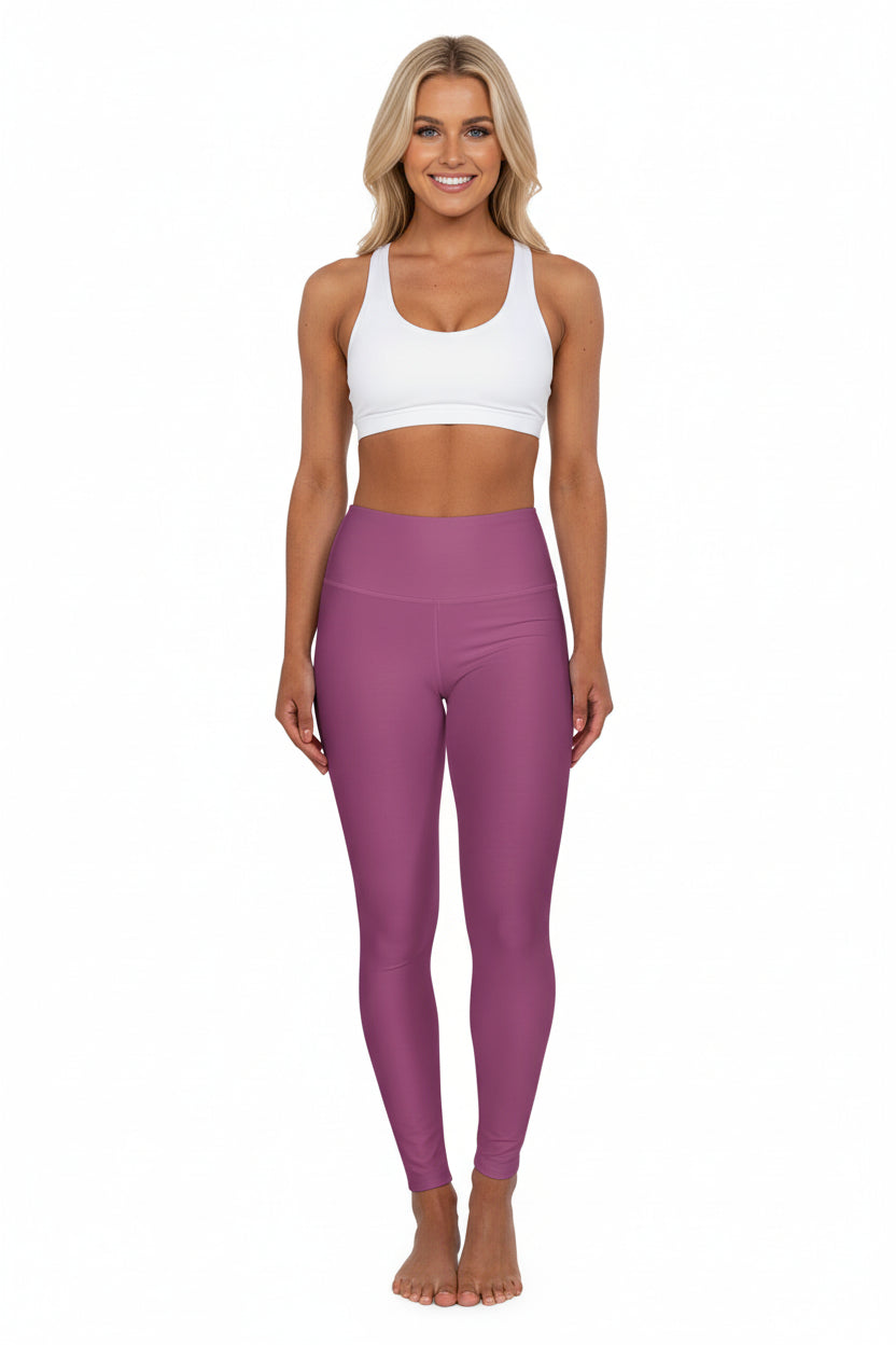 High-Waist Berry Blush Yoga Leggings Women's Seamless Poly-Span Mauve Comfortable Everyday Workout Activewear