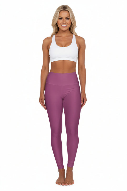 High-Waist Berry Blush Yoga Leggings Women's Seamless Poly-Span Mauve Comfortable Everyday Workout Activewear