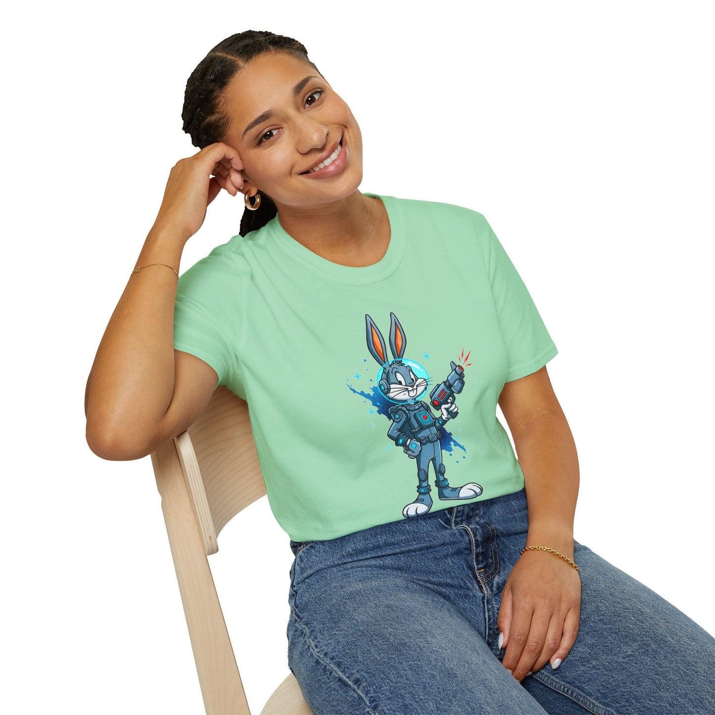 Cartoon Bunny Graphic Unisex Cotton Animal Animation Artwork Design Tee 32