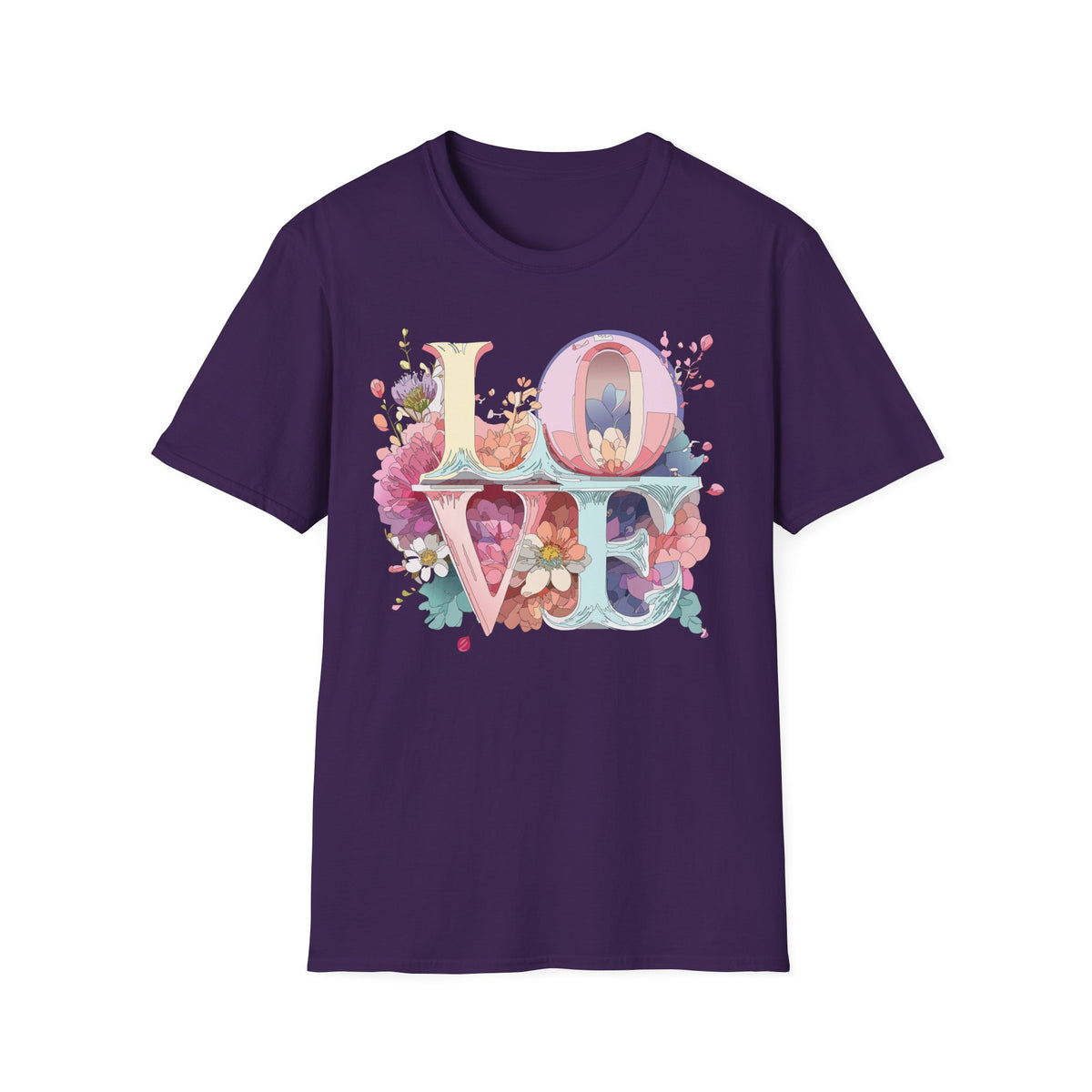 LOVE floral letter tee, T-Shirt | pastel bloom typography