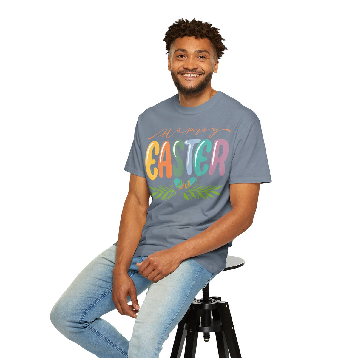 Happy Easter T-Shirt, Tee Shirt with Easter Signature, T Shirt with Easter Prints, Tee Shirt with Easter Design