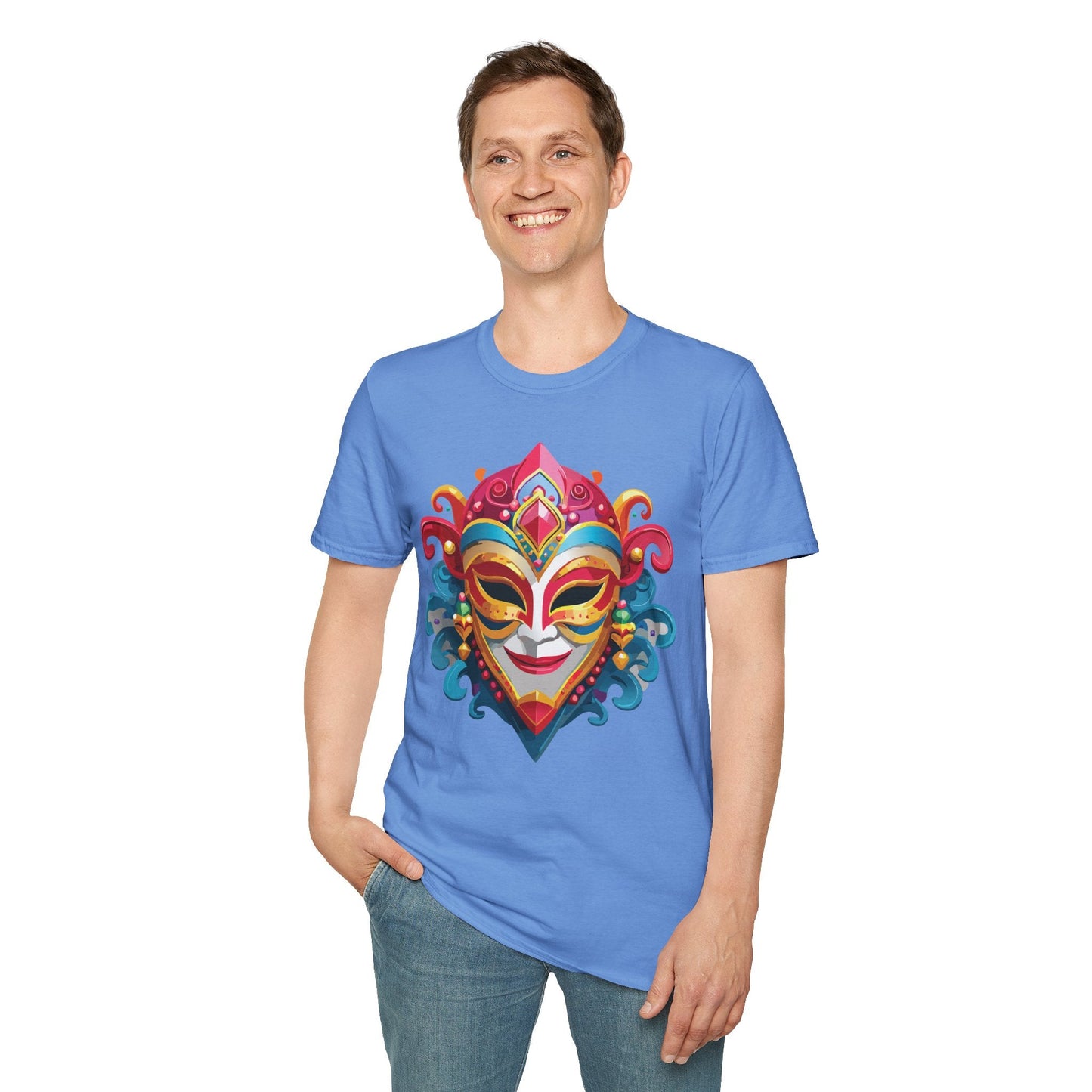 Mask Graphic Unisex Cotton Masquerade Design Artwork Tee 14