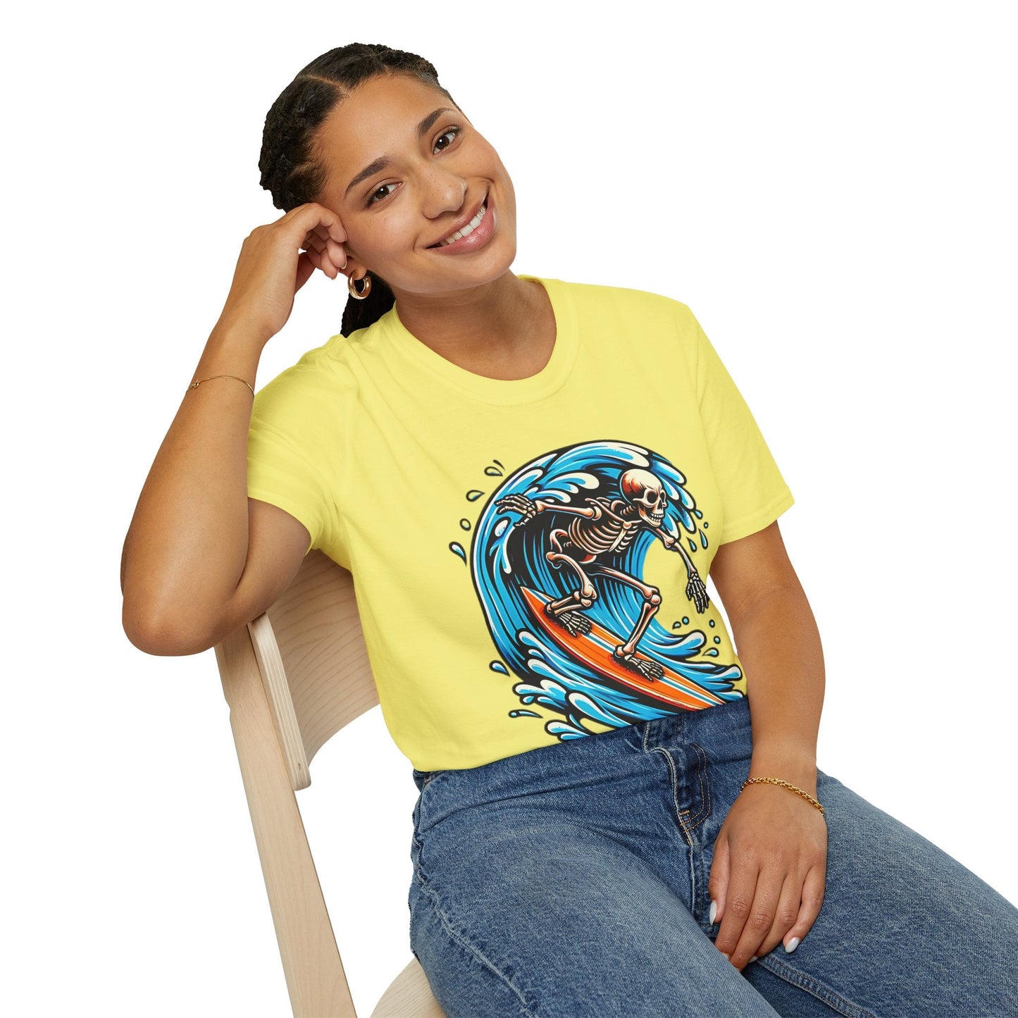 Skull Tee Shirt With Skeleton Art Design Unisex Gildan Softstyle 64000 Ring Spun Cotton Tee
