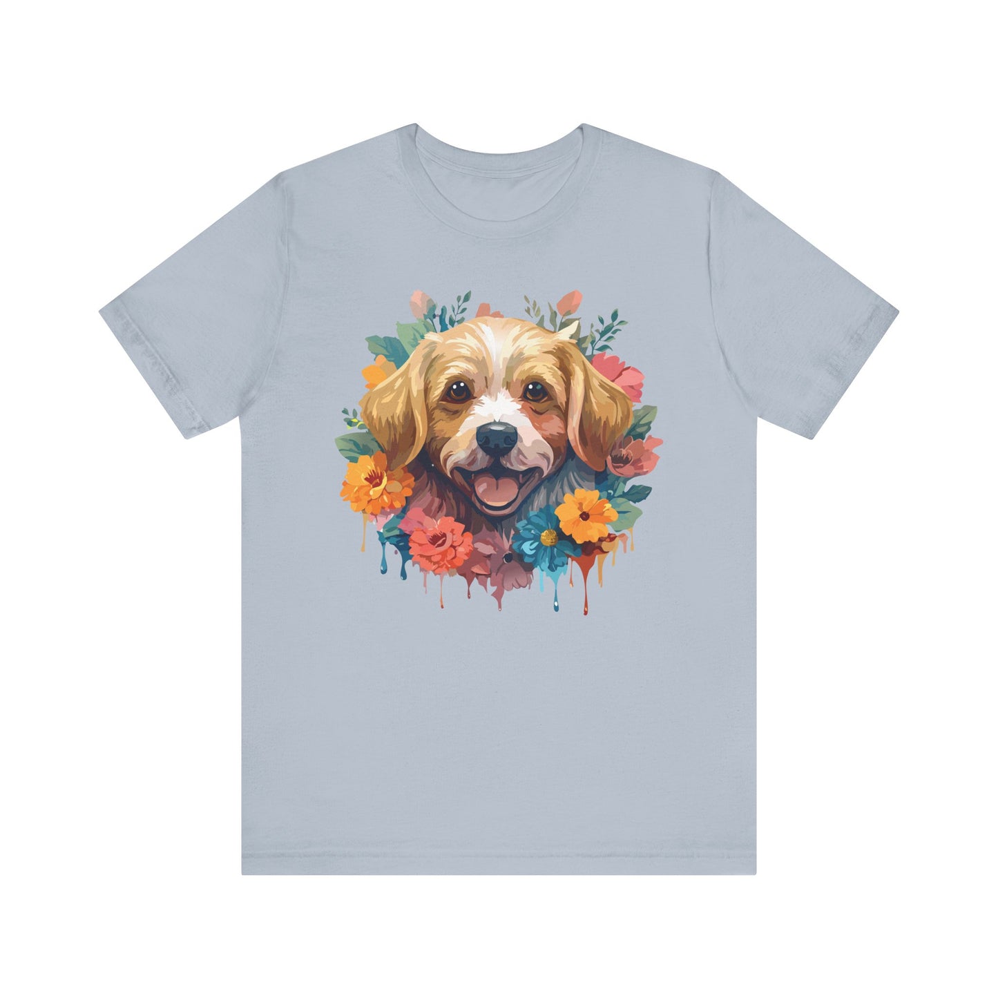 Floral Dog Tee, Animal Shirt, Dog Shirt, Floral Tee, Flower T-shirt, T-Shirt with Animal, Summer Top with Art Design