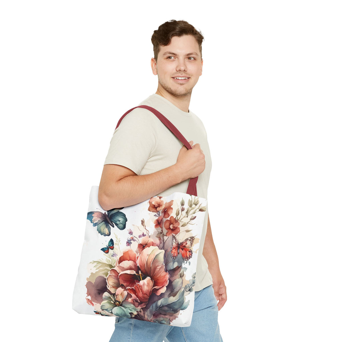 Bolsa de lona con estampado de mariposas 