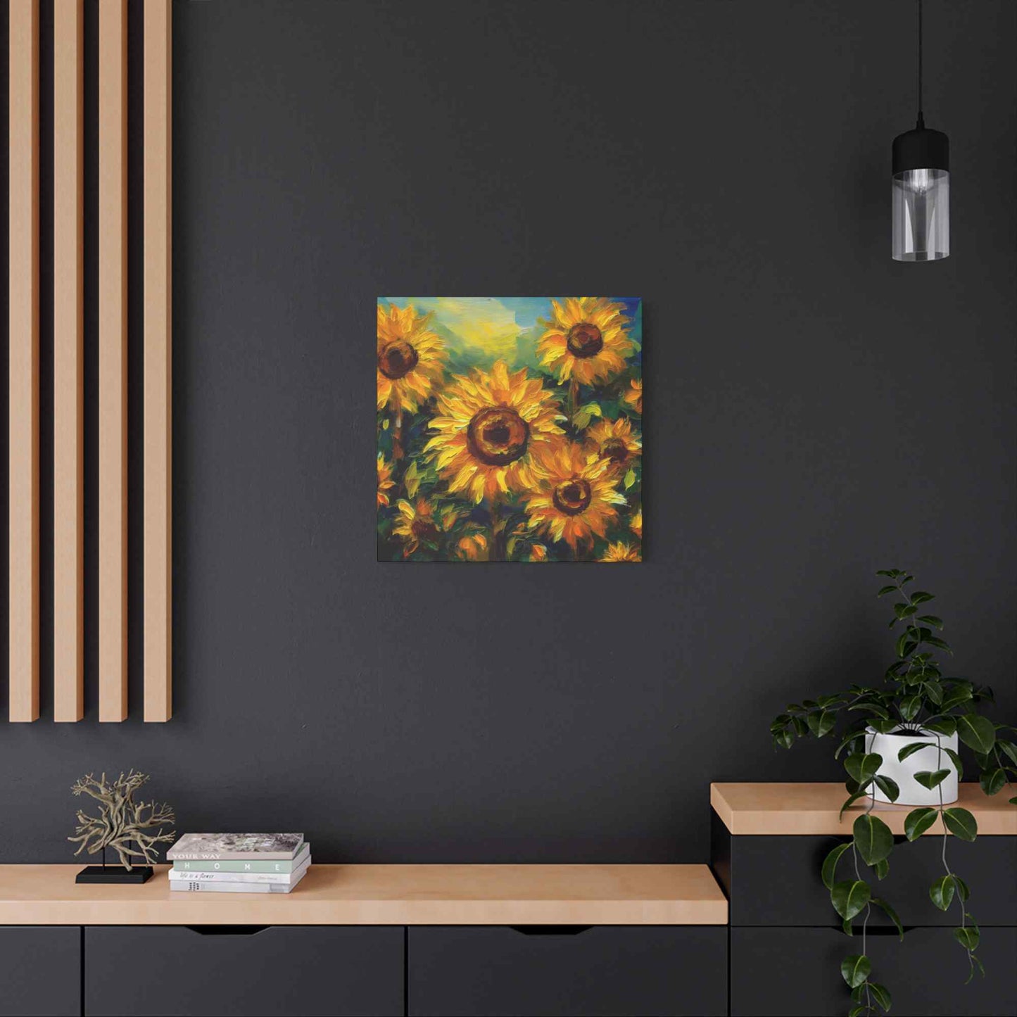Sunflowers Print Canvas, Flowers Oil Paint Print 20x20, 24x24, 30x30, 32x32, 36x36, Floral Art Design Print Non-Frame MC-24