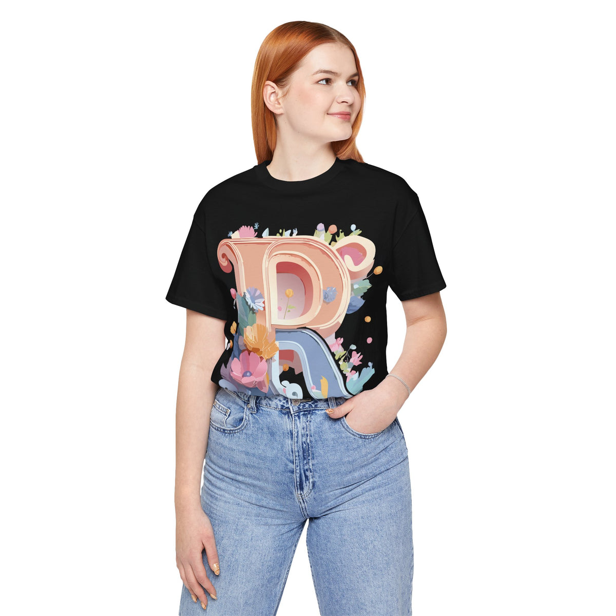 Letter R Graphic Unisex Cotton Bella+Canvas Tee with Art Letter Design
