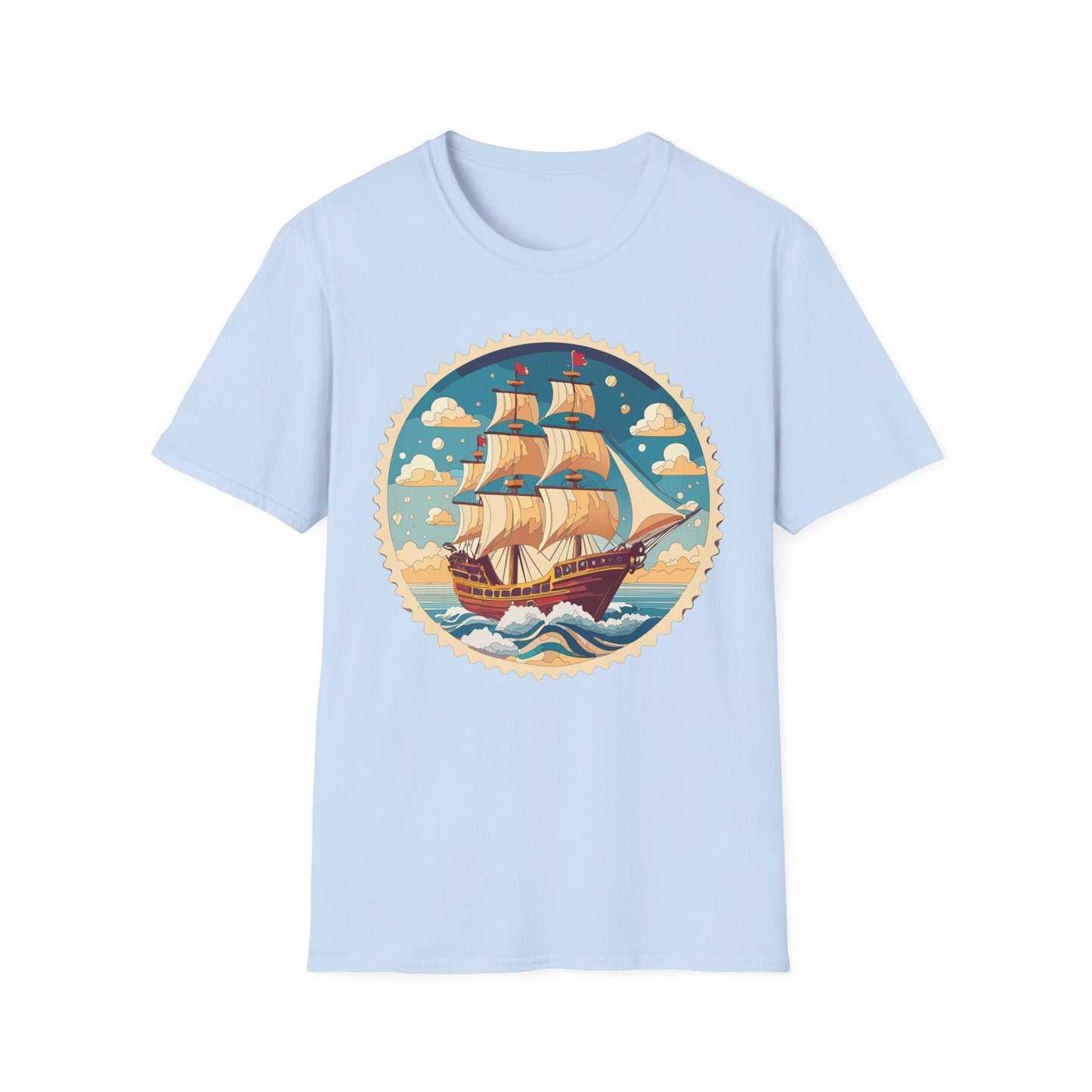 Frigate Ship T Shirt Unisex Short Sleeve 100 Percent Ring Spun Cotton Soft Tee Gildan 64000
