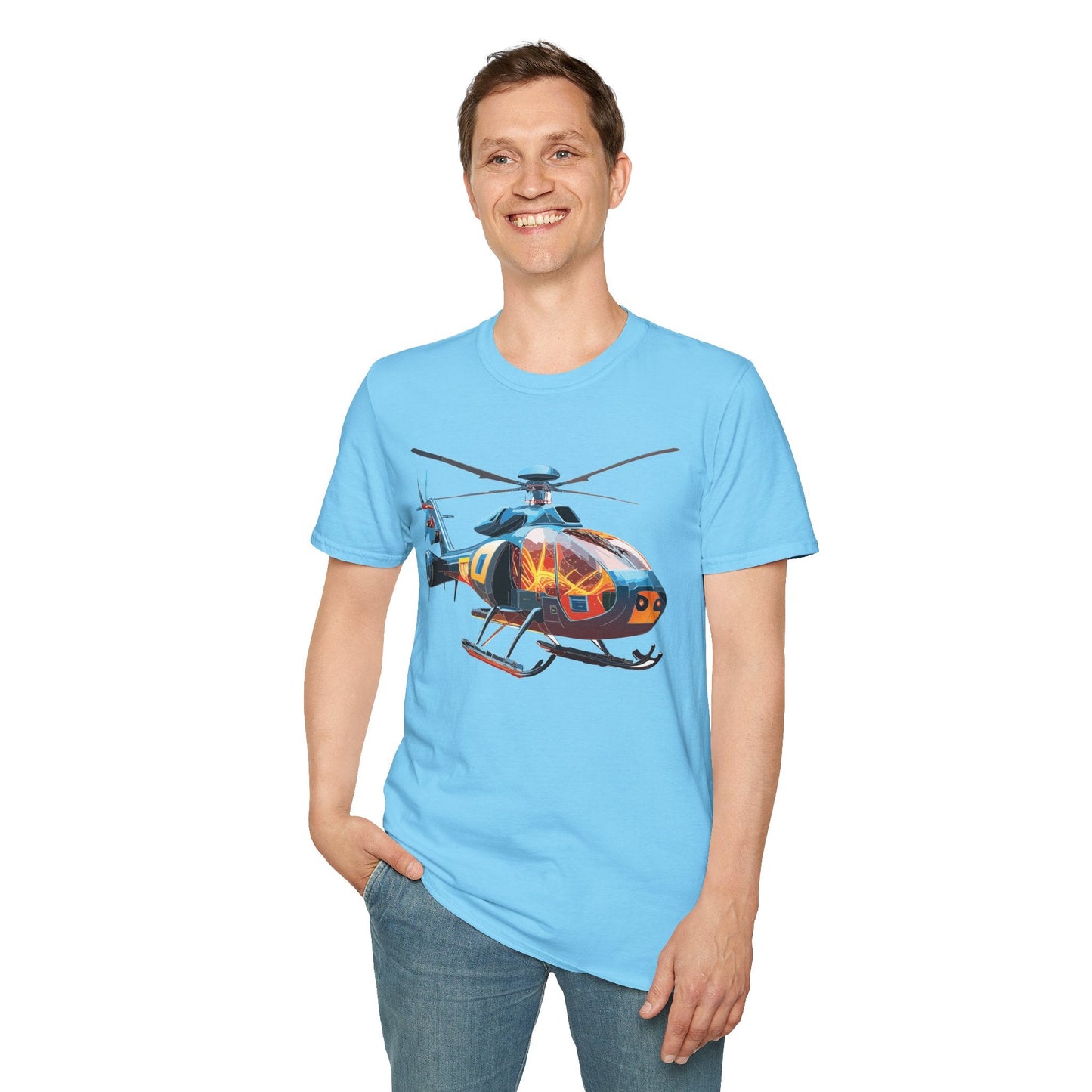 Helicopter Chopper Shirt Unisex Gildan Softstyle 64000 Short Sleeve Tee For Everyday Wear