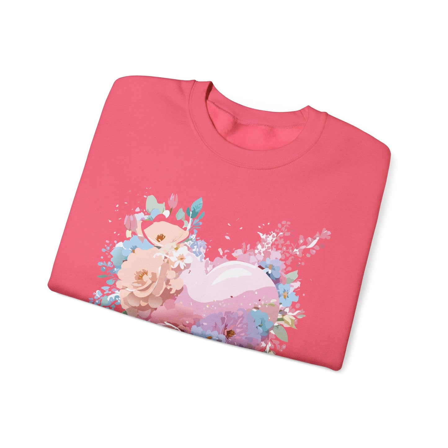 Floral Heart Sweatshirt Unisex Crewneck Valentines Day Floral Love Gildan 18000 Premium
