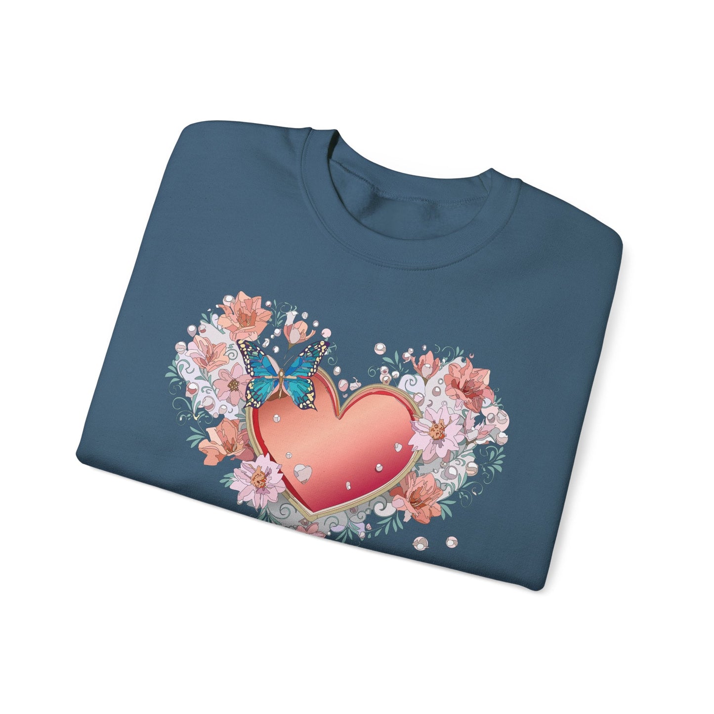 Unisex Floral Heart Sweatshirt With Love Graphic For Valentines Day Gift Cozy Winter Wear