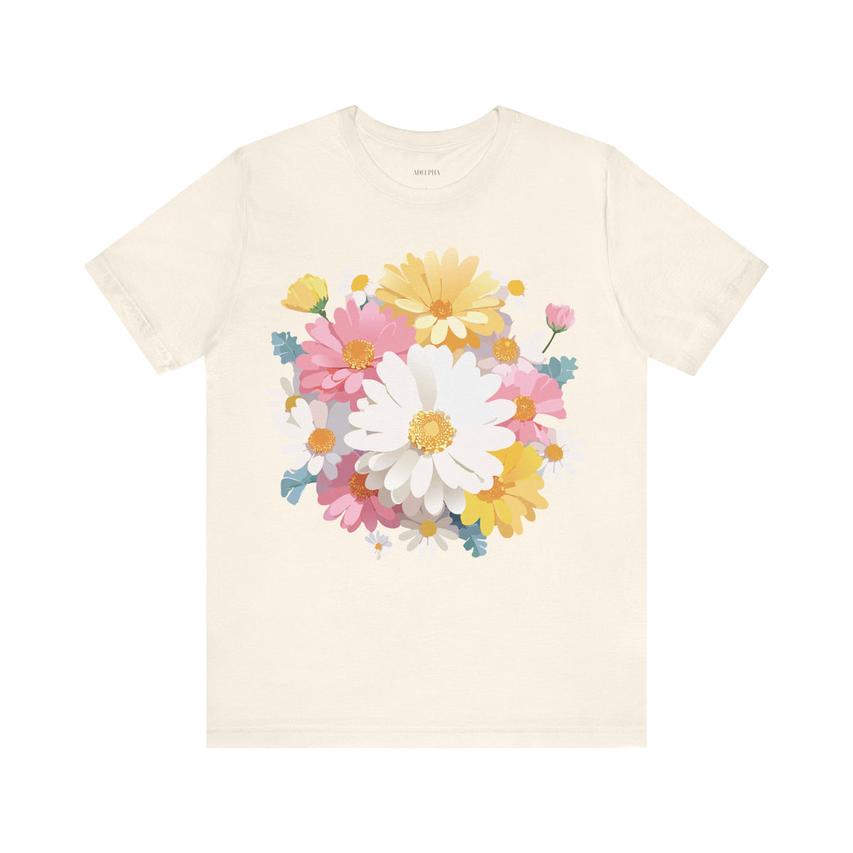 Floral Graphic Unisex Cotton Bella+Canvas Tee with Flowers Art Design n124