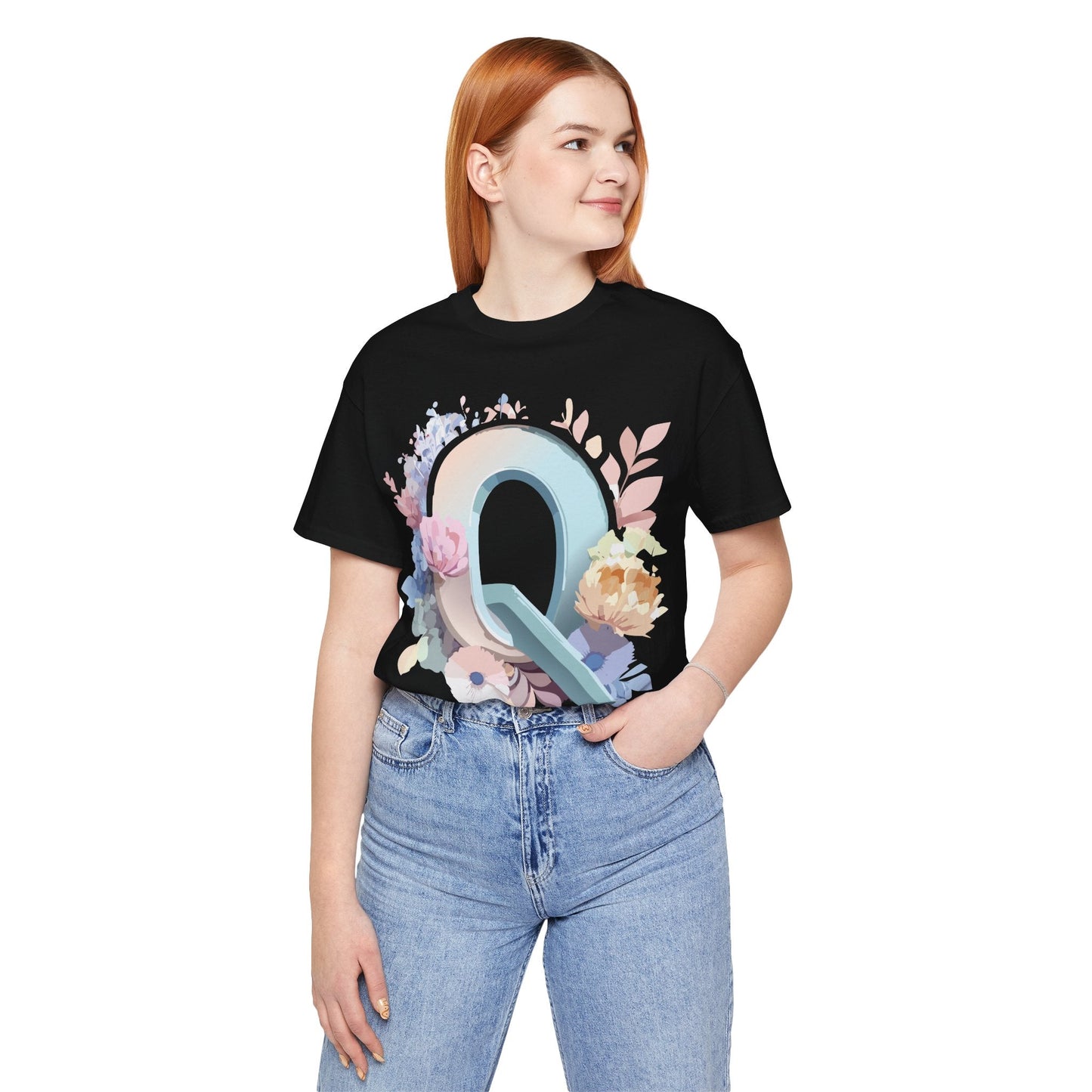 Letter Q Shirt Unisex Graphic Tee With Vintage Inspired Artwork By Adelpha Premium Quality