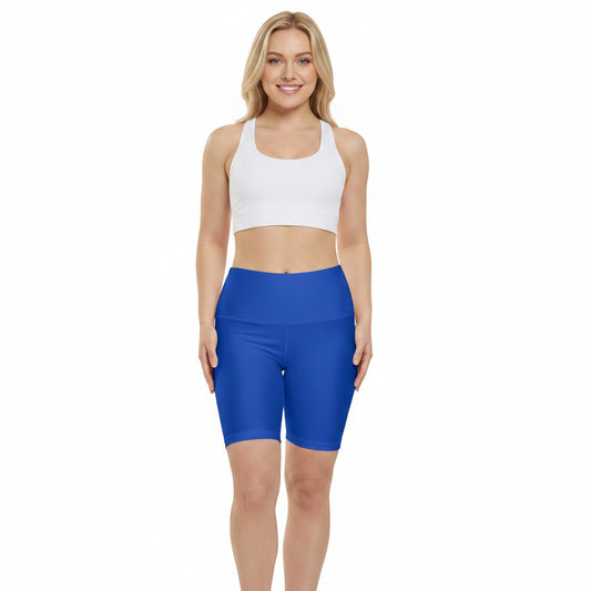 Sapphire Blue Women's Workout Shorts — Solid High-Waist Biker Shorts for Exercise & Everyday Wear