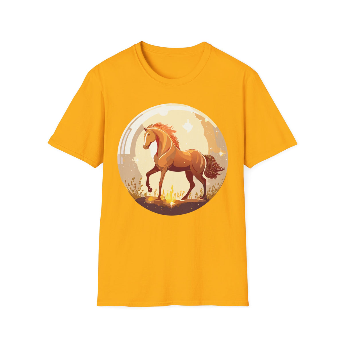 Sunset Chestnut Horse T-Shirt | Galloping Horse Graphic Tee