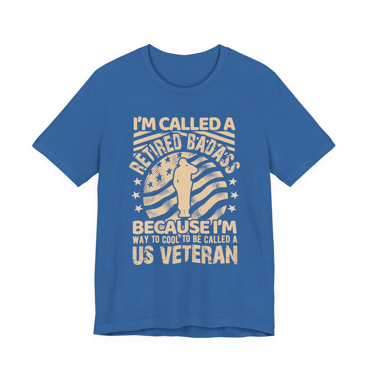 Retired Badass US Veteran T-Shirt Veteran Flag Silhouette Unisex Cotton Tee v12