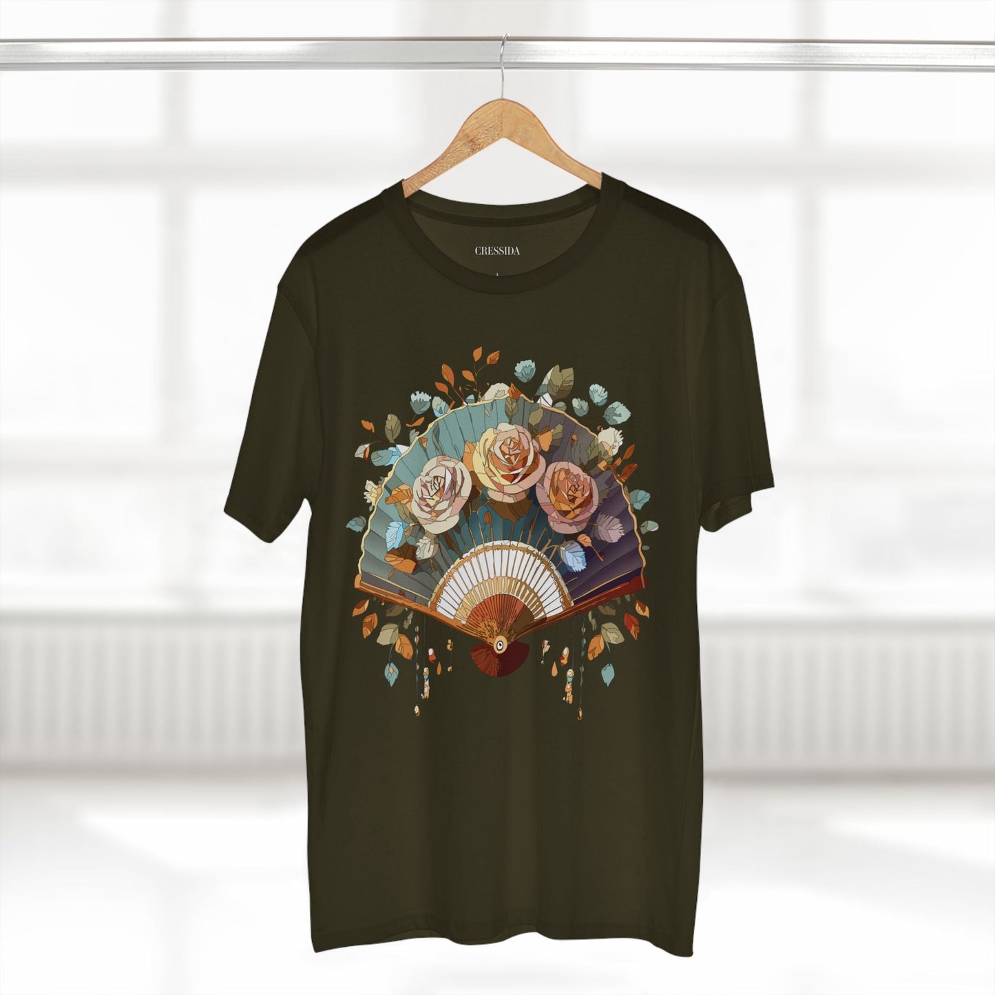 Antique Fan Graphic Design T-Shirt Unisex 100 Cotton Floral Carnival Artwork Tee 5