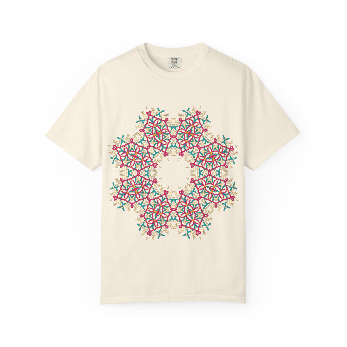 Unisex Garment Dyed Cotton T-Shirt with Mandala Graphic Design
