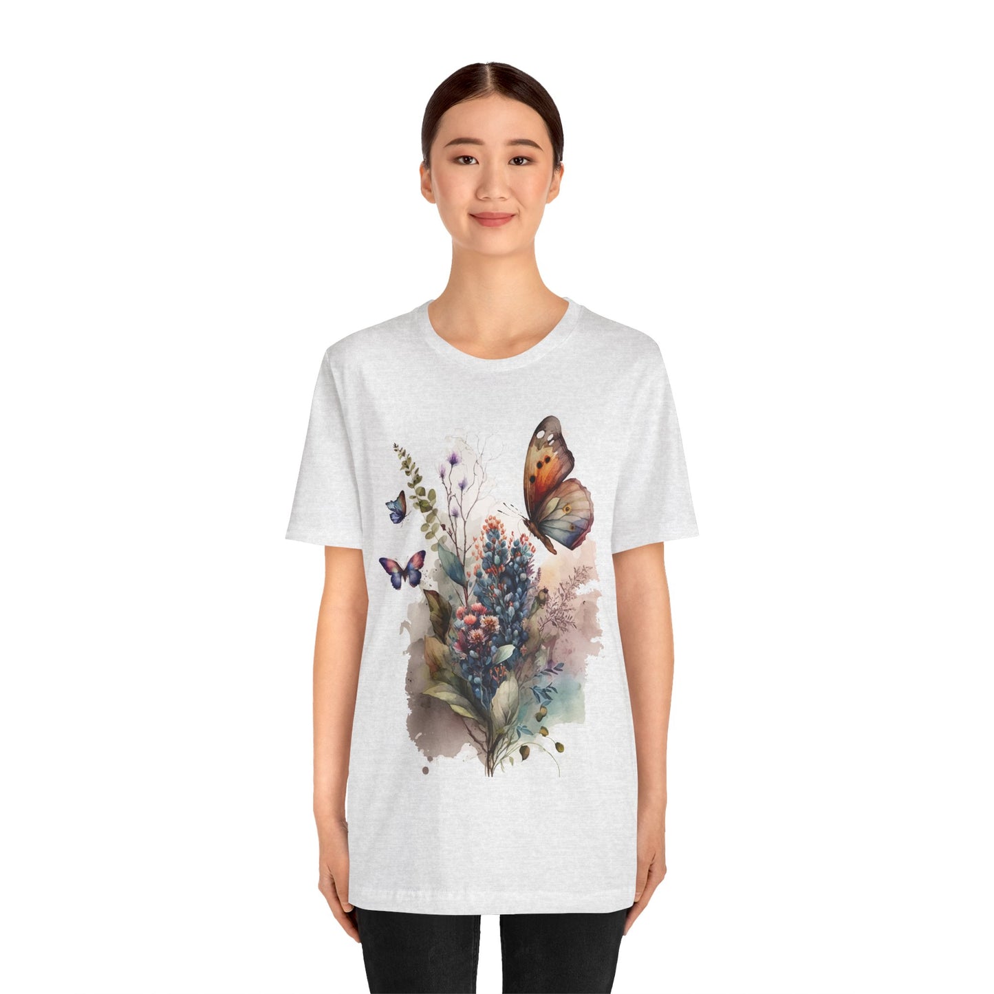 Cotton Tee Shirt with Butterfly Prints