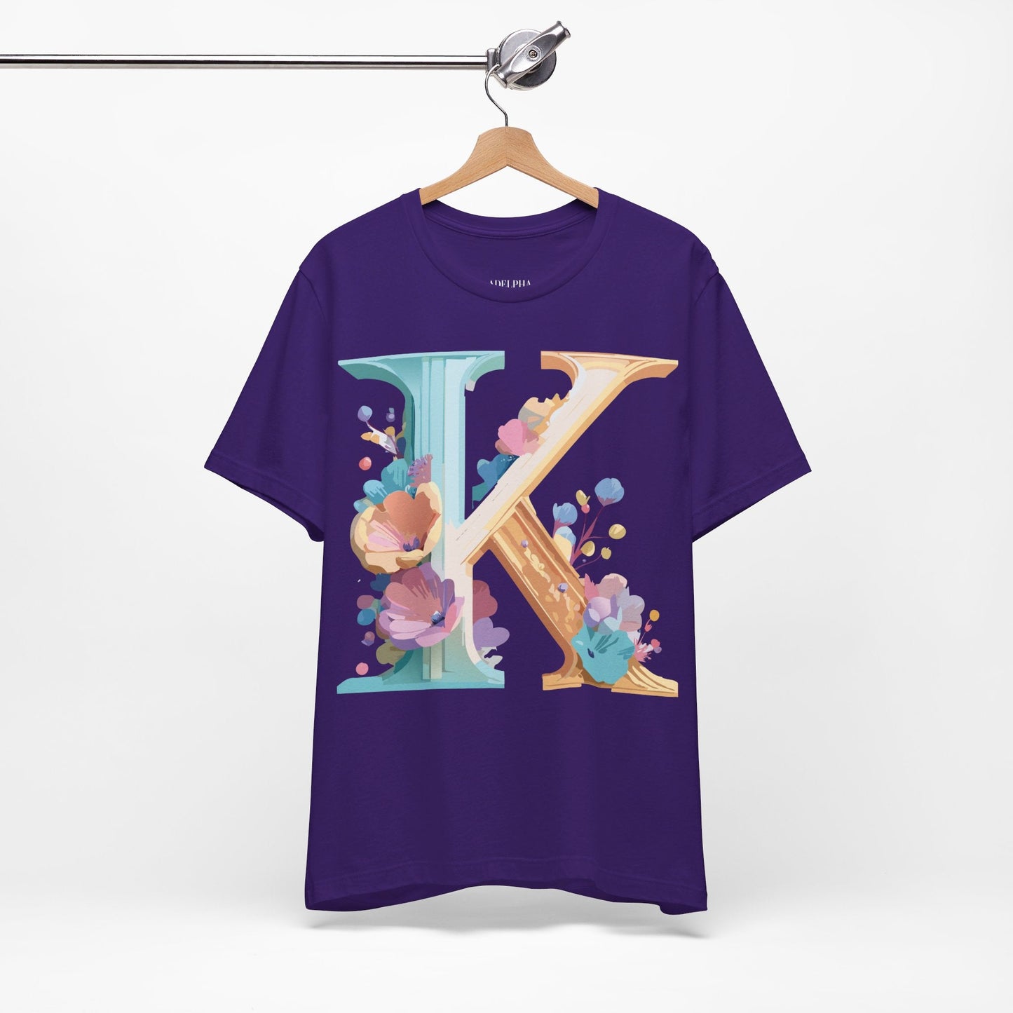 Letter K Shirt Graphic Tee Unisex Vintage Inspired Adelpha Art Design Tee Premium Soft Cotton