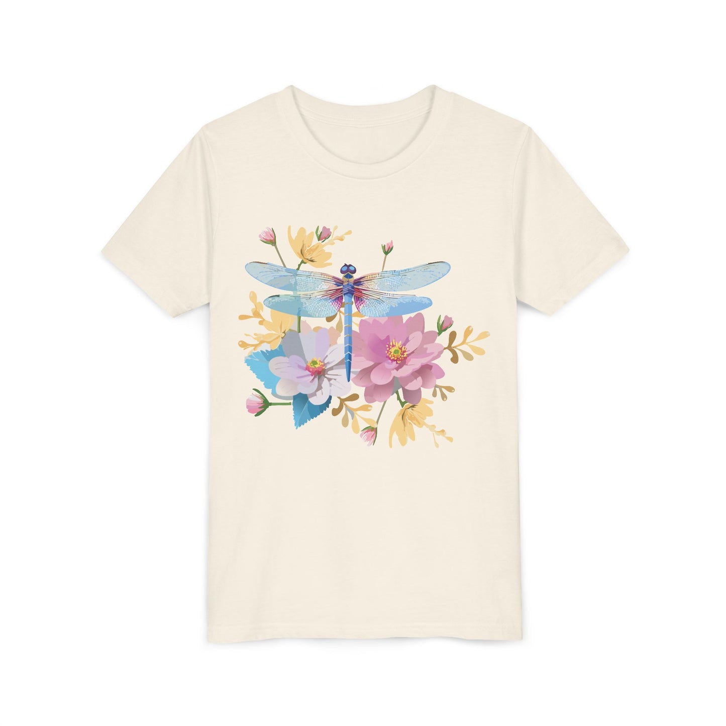 Dragonfly Blossom Youth Tee - Colorful Short Sleeve T-Shirt for Spring Celebrations (9-14)