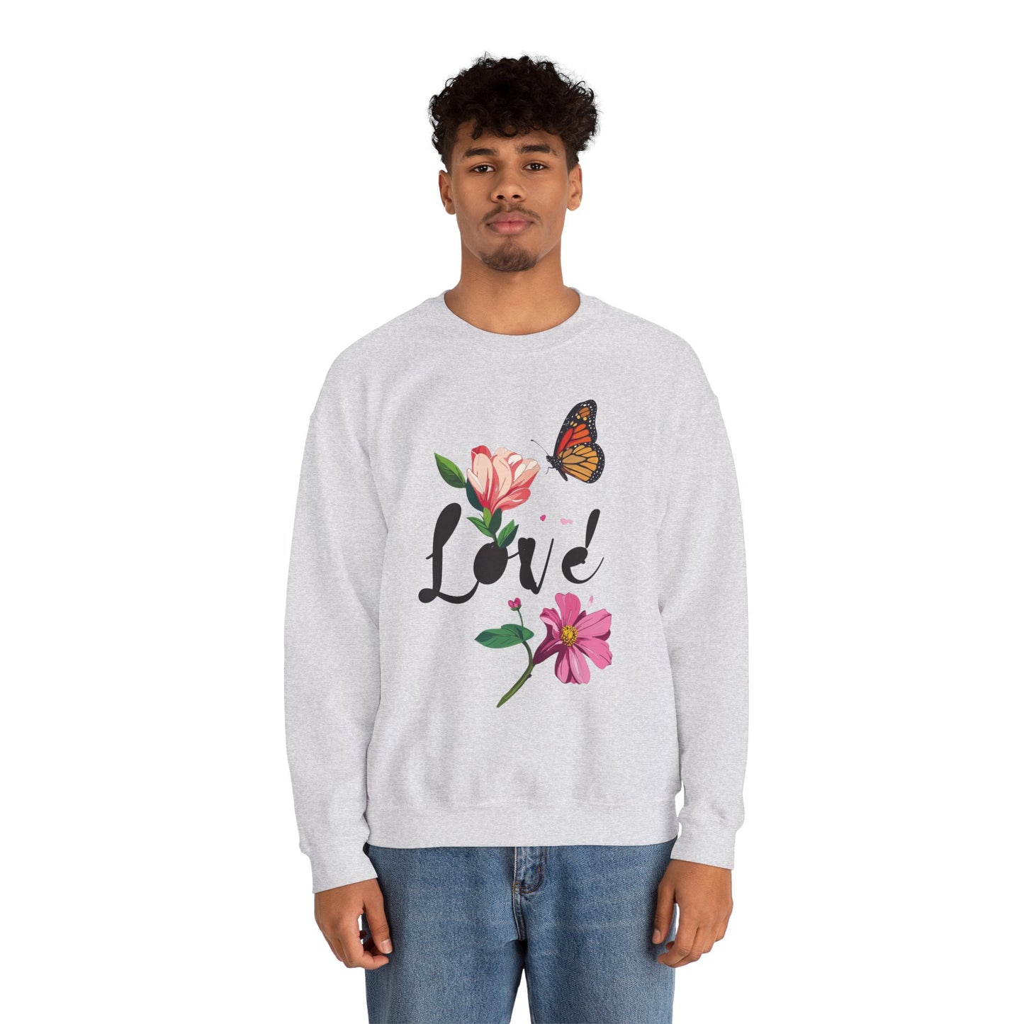 Floral Love Sweatshirt, Floral Butterfly Sweatshirt, Love Sweatshirt, Valentine's Day Sweatshirt, Floral Sweatshirt 120
