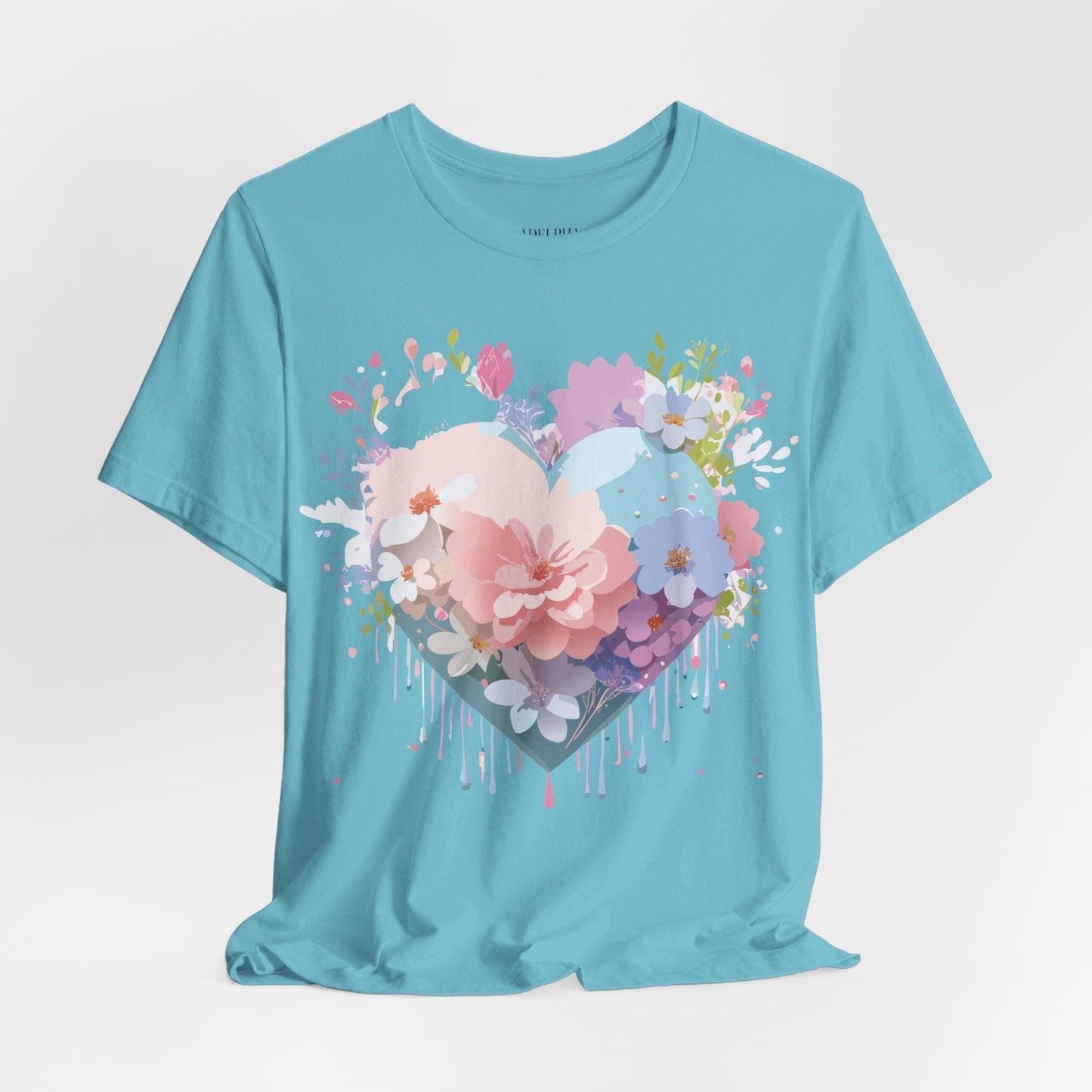 Valentine Day Graphic Unisex 100 Cotton Vintage Artwork with Love and Flower Design Tee 33