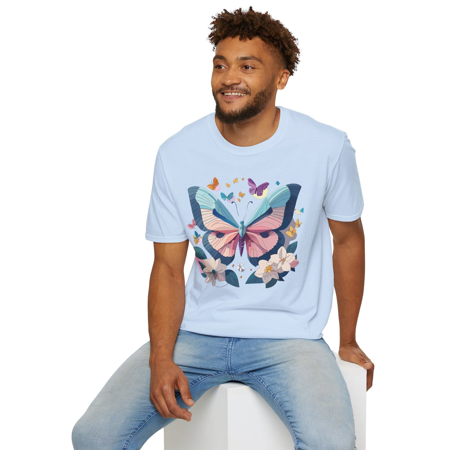 Butterfly Shirt Unisex T Shirt Softstyle Gildan 64000 Ring Spun Cotton Monarch Design