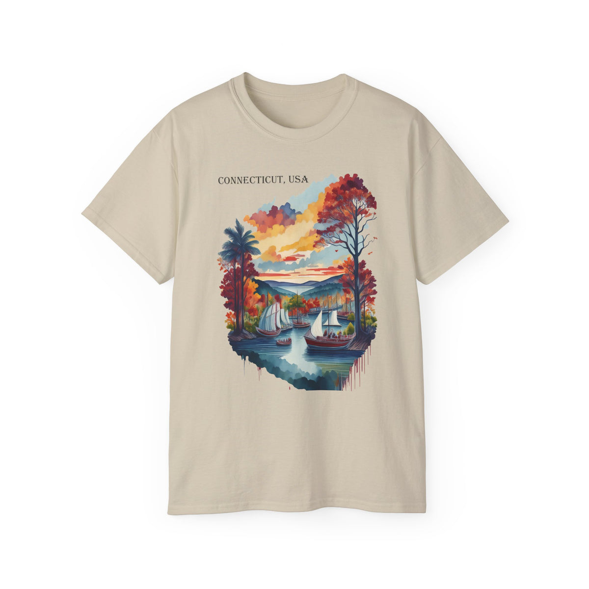 Connecticut State Graphic Unisex Ultra 100 Cotton Medium-Weight Classic Fit-Gildan 2000 -s9