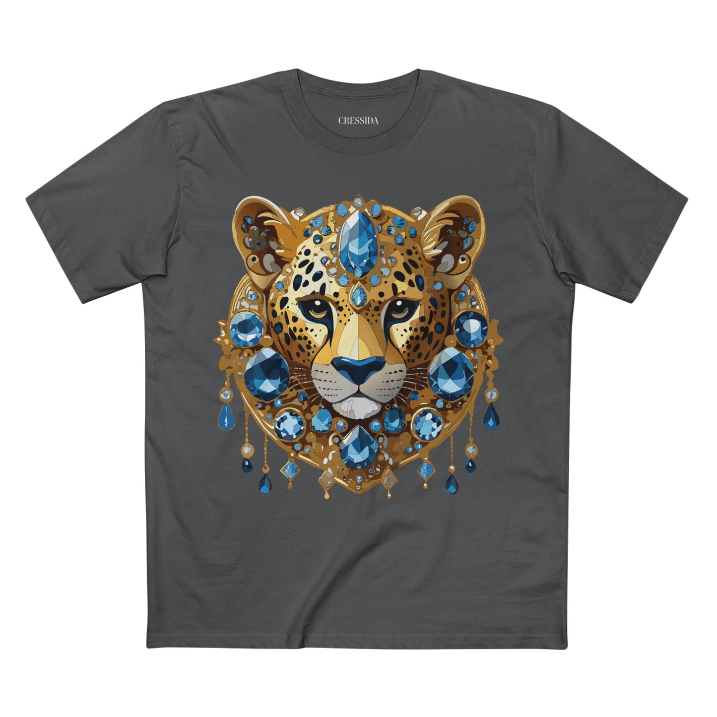 Cheetah Graphic Unisex 100 Cotton Tee With Unique Animal Golden Medallion Art Design 49