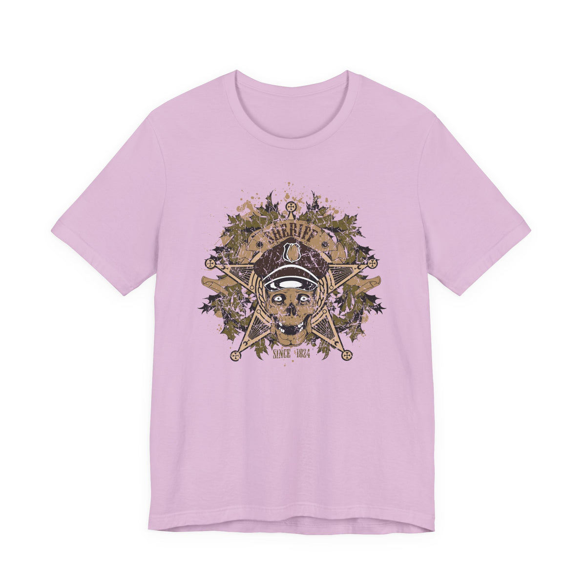 Skull and Crossbones Floral Emblem T-Shirt Nautical Pirate Unisex Cotton Tee Art-45