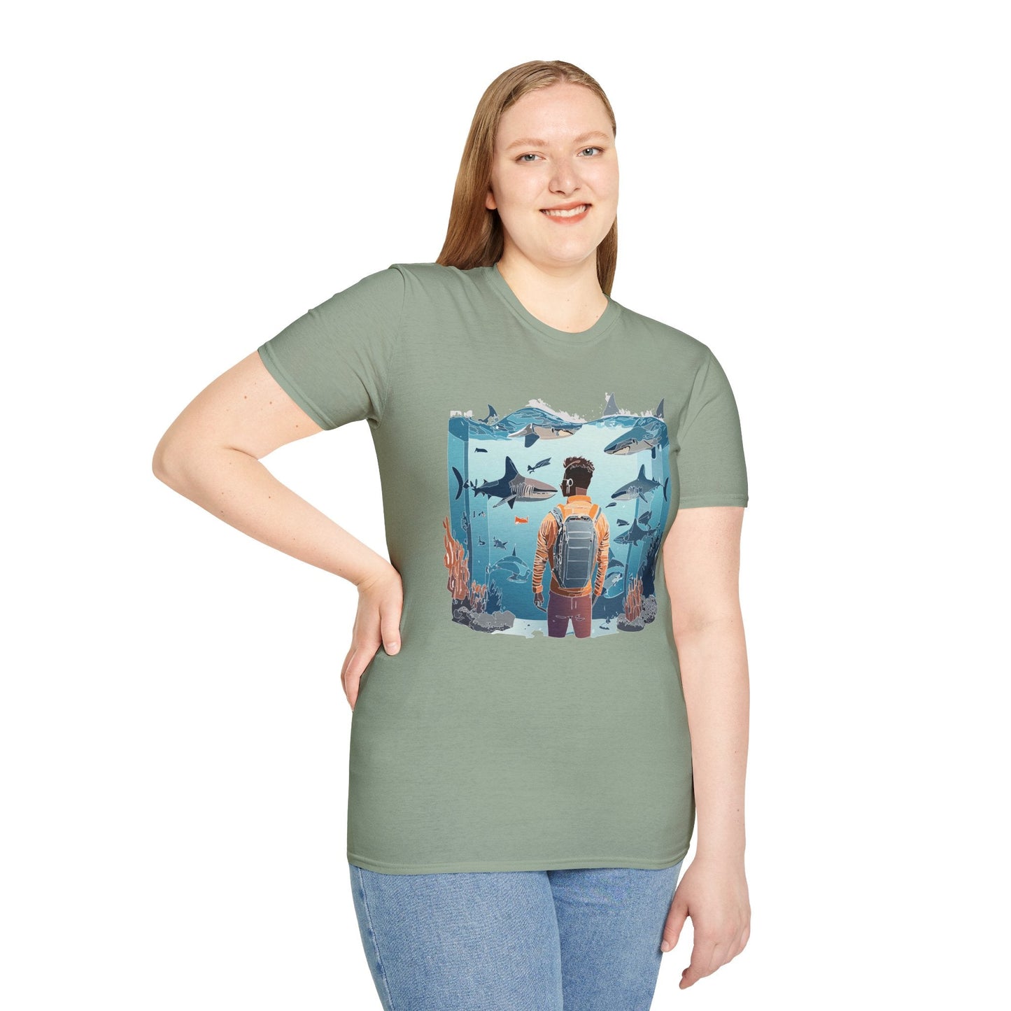 Ocean Themed Unisex Short Sleeve Tee Gildan Softstyle 64000 Ocean Inspired Art Design