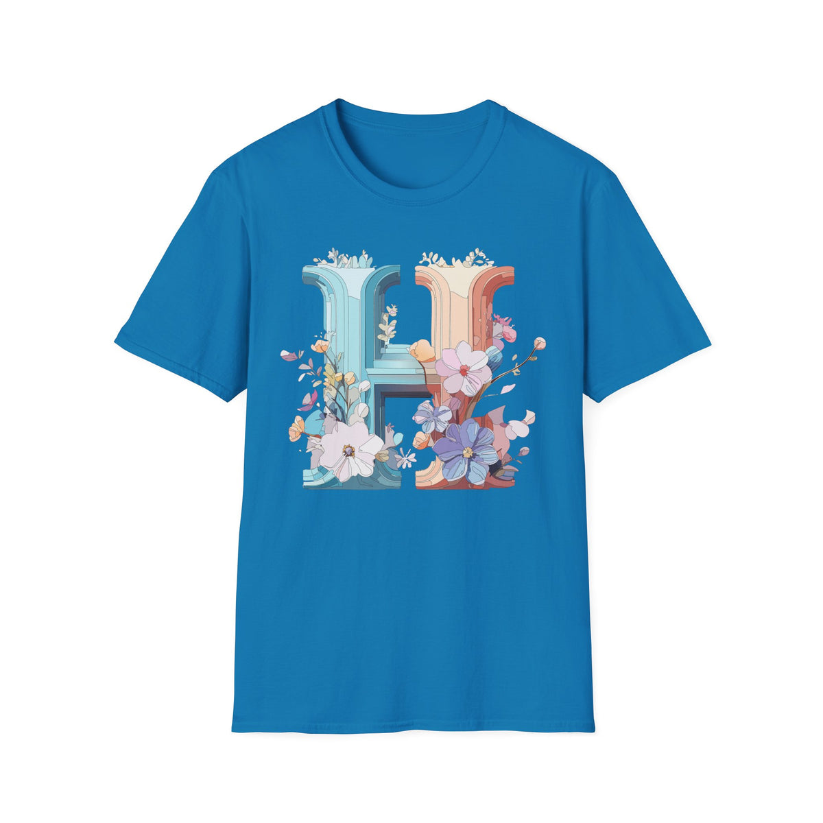 Floral Letter H T-Shirt | Botanical Monogram Tee