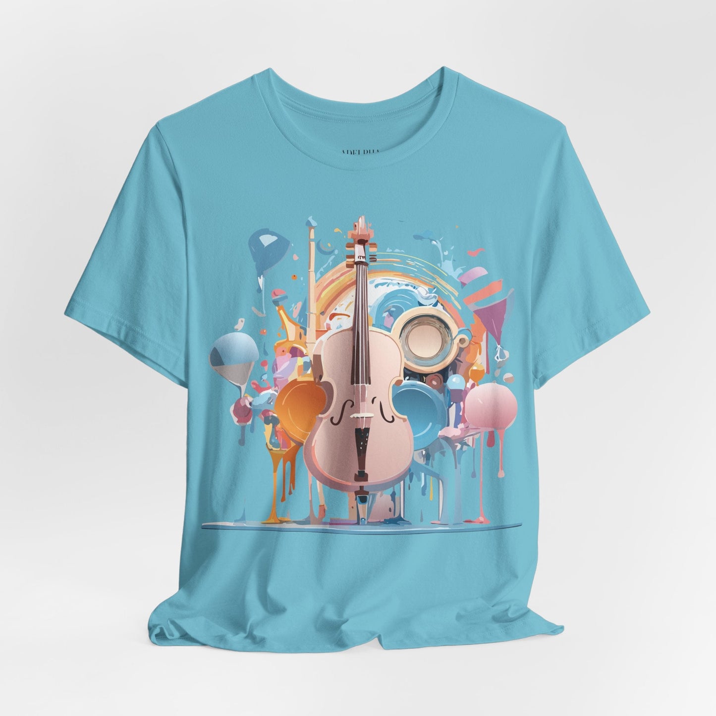 Music Graphic Unisex 100 Cotton Vintage Art with Musical Elements Tee 80
