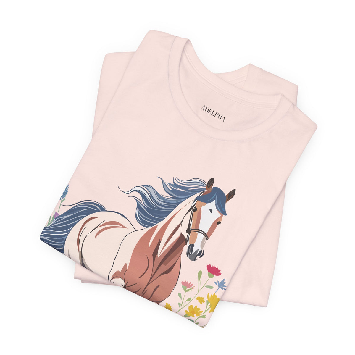 Horse Graphic Unisex Cotton Bella+Canvas Tee with Art Animal Design e30