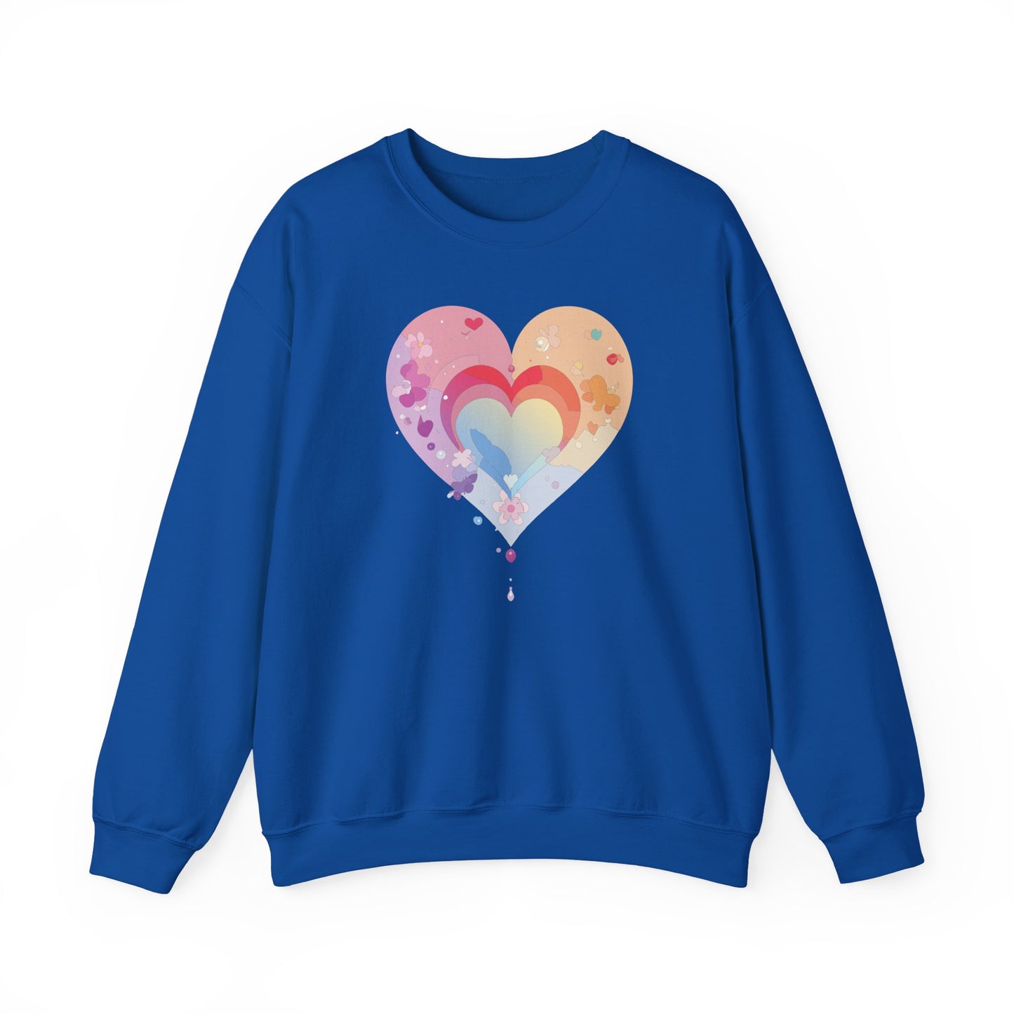Rainbow Heart Sweatshirt, Floral Heart Sweatshirt, Floral Love Sweatshirt, Valentine's Day Sweatshirt, Rainbow Heart Floral Sweatshirt 114