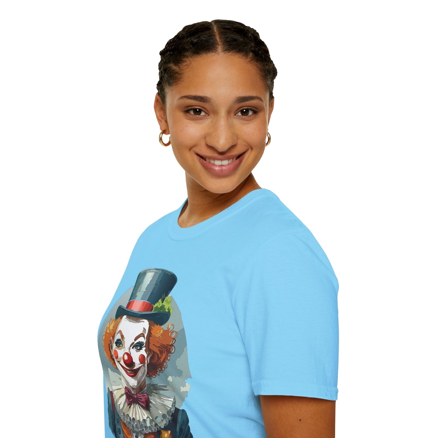 Unisex Clown Shirt Funny Man Circus Design Hundred Percent Ring Spun Cotton Gildan Softstyle Tee