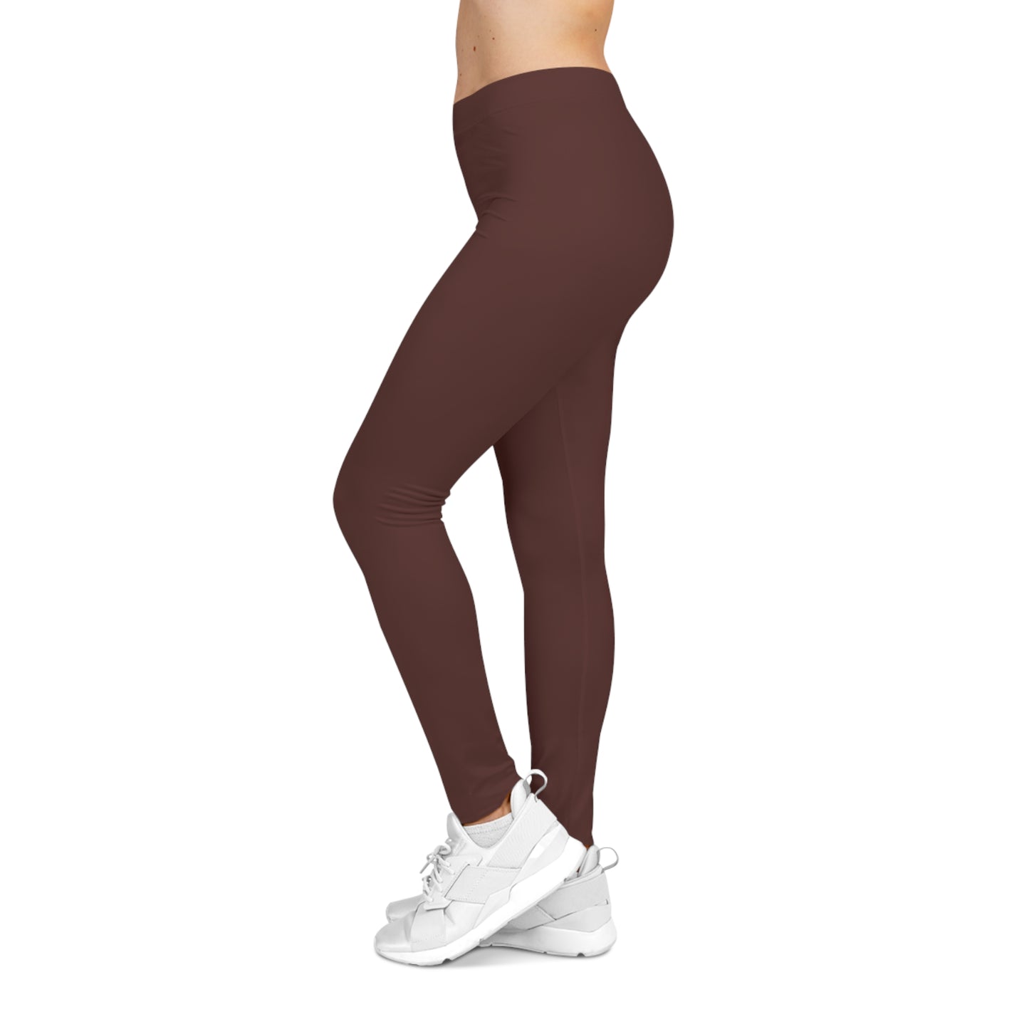 Bordo Espresso Brown Color Women's Poly-Span Casual Leggings XS-2XL