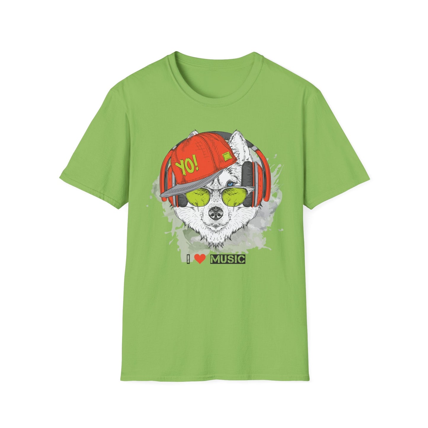 Unisex Music Animals Short Sleeve T Shirt With Headphones For Music Lovers Gildan 64000