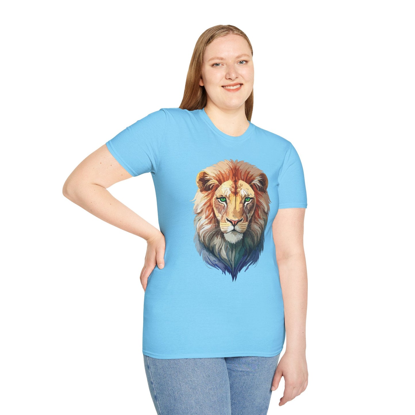 Gildan Softstyle Lion Shirt Unisex Floral Tee Animal Print Tee