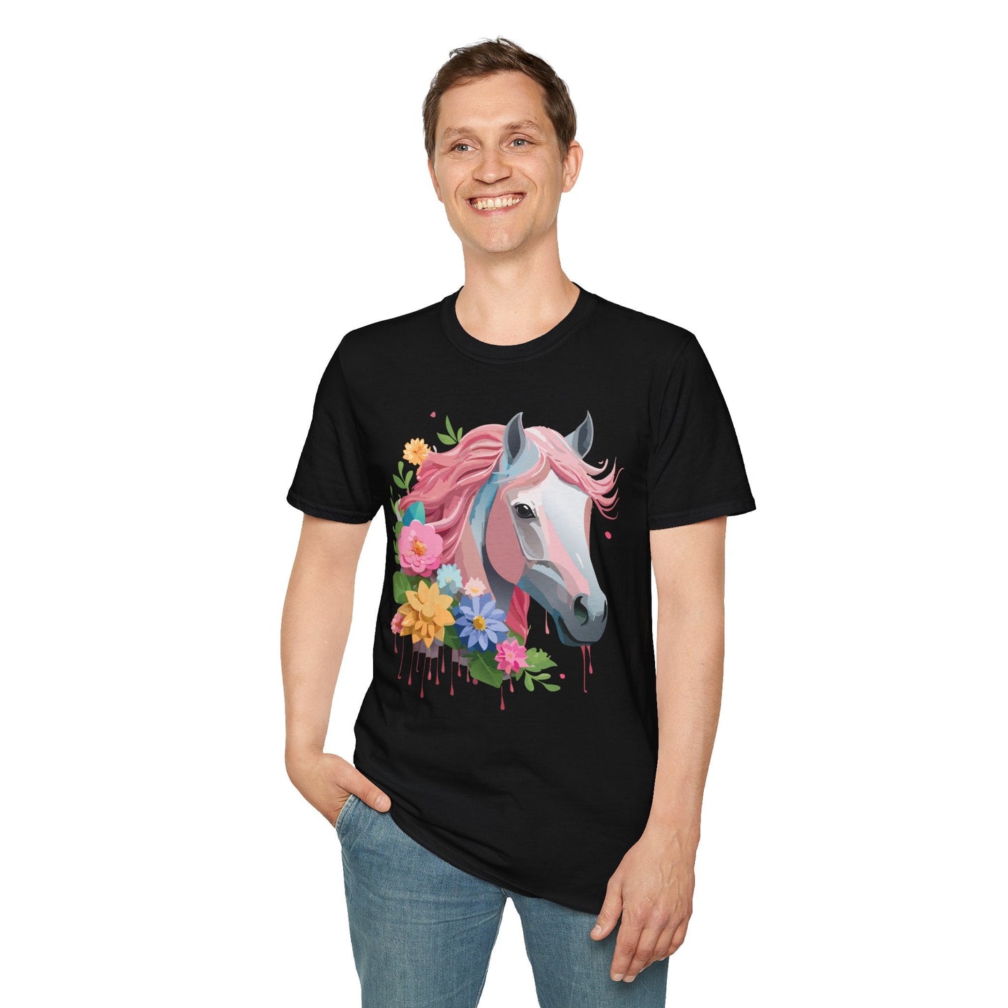Unisex Horse Shirt Softstyle Cotton Tee With Animal Print Design
