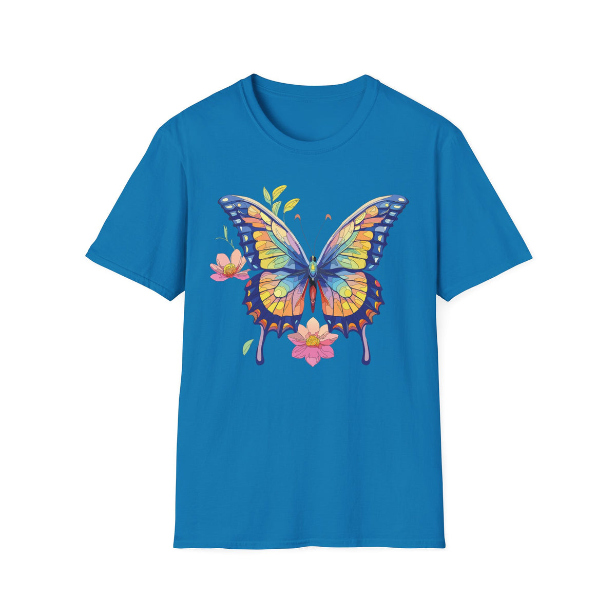 Butterfly Watercolor T-Shirt — Colorful Floral Monarch Graphic Tee Unisex 100 Cotton Gildan T-Shirt