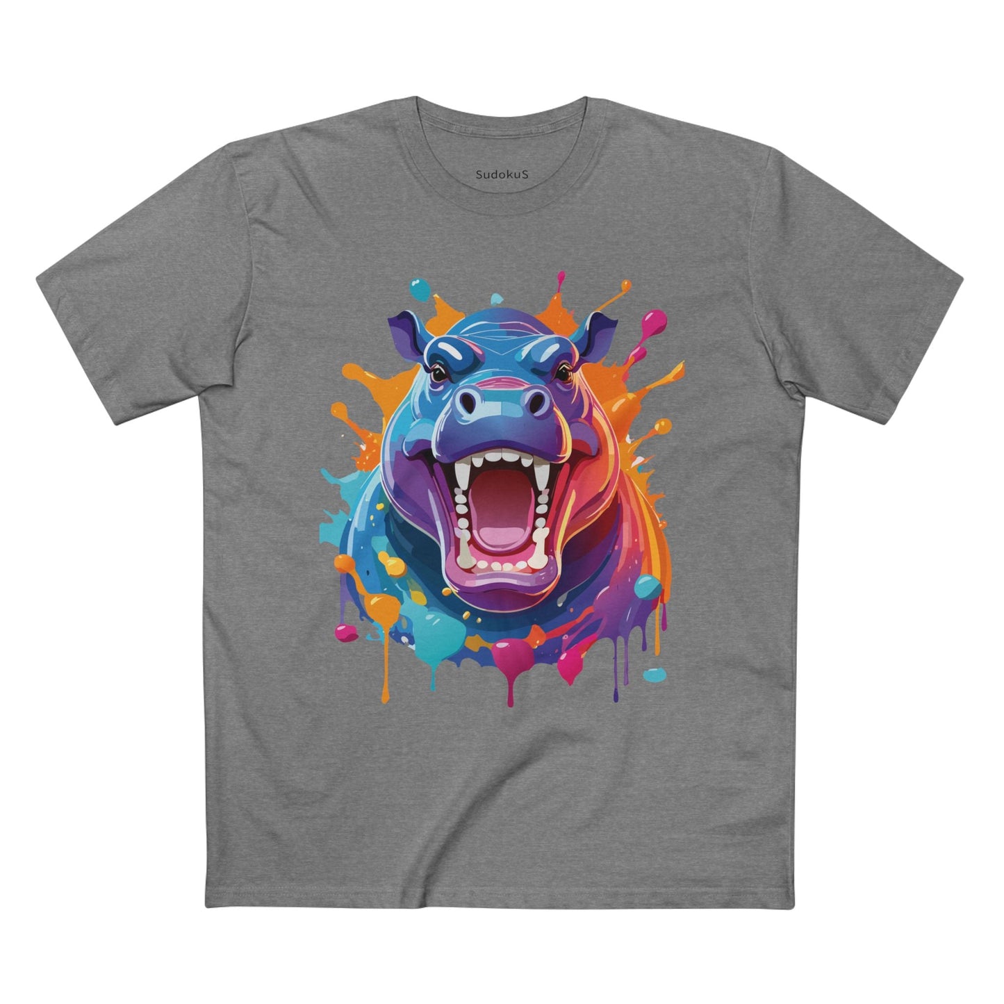 Hippo Graphic Unisex 100 Cotton Staple Tee with Animal Design Artwork 4