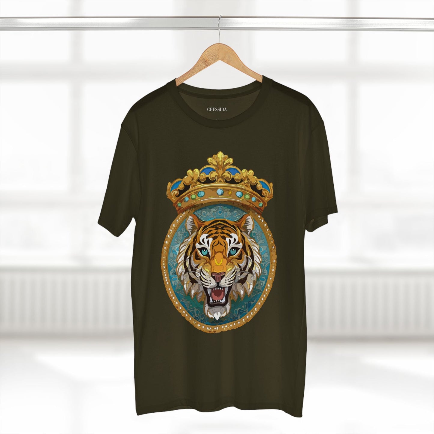 Tiger Graphic Unisex 100 Cotton Tee With Unique Animal Golden Medallion Art Design 3