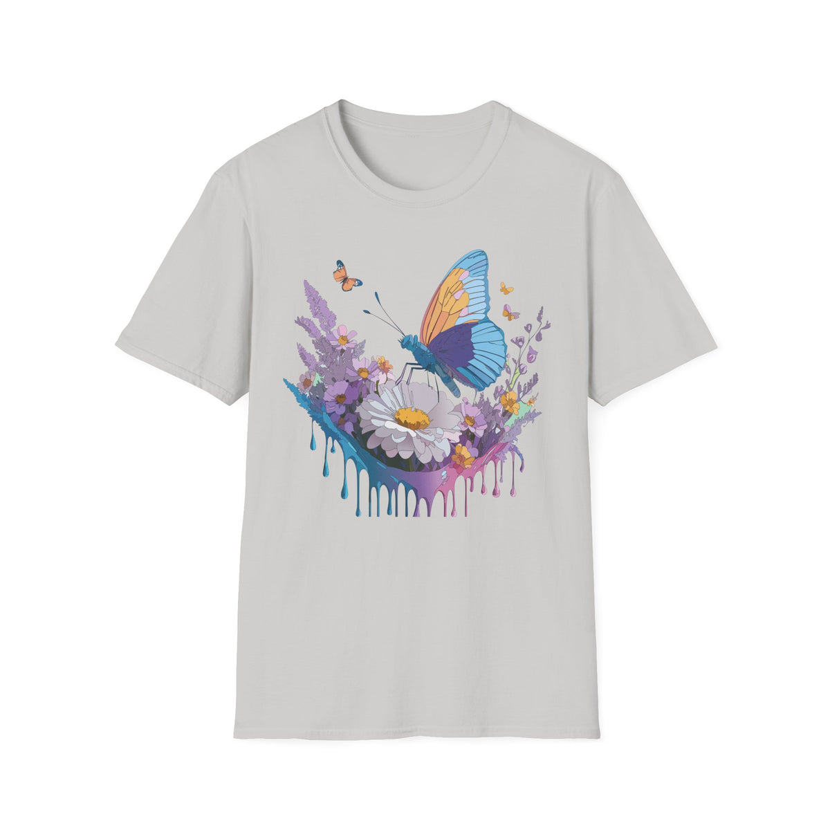 Butterfly and Wildflower Floral Graphic Tee Unisex 100 Cotton Gildan T-Shirt